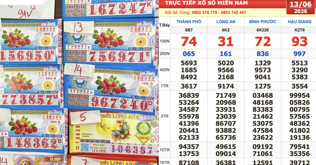 Xổ số miền Nam ngày 13 tháng 6: Người trúng số đài Hậu Giang xuất hiện sớm