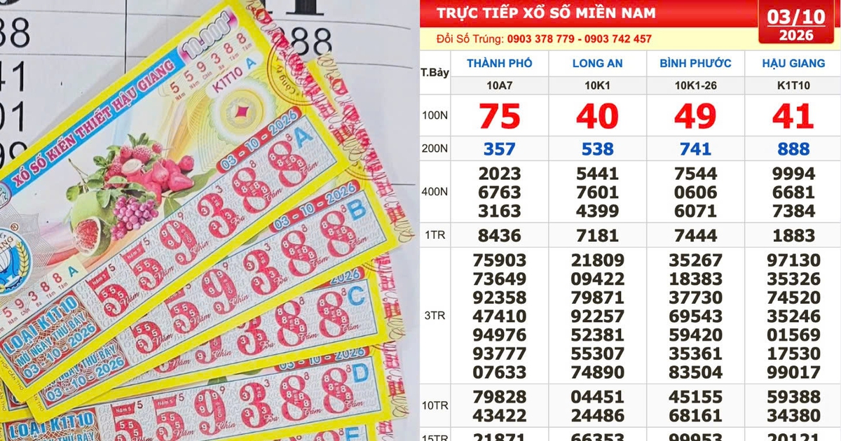 Xổ số miền Nam ngày 3 tháng 10: 'Truy tìm' vé 888888 trúng số đài Hậu Giang
