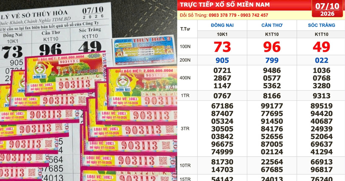 Xổ số miền Nam ngày 7 tháng 10: Thông tin vé trúng 2,4 tỉ đài Đồng Nai